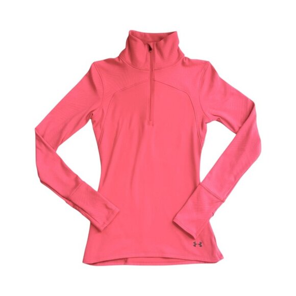 Under Armour Women's Cold Gear Long Sleeve Half Zip Top! Size Small, Pink, EUC! - Picture 2 of 6